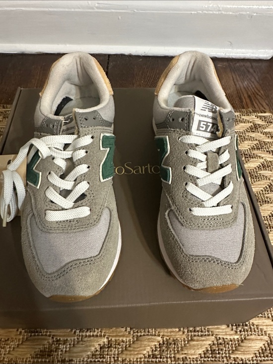 New Balance Shoes - New Balance Gray Sneakers with Green N Logo